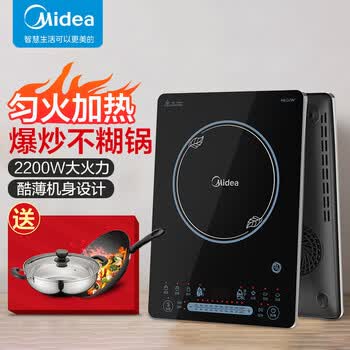 美的（Midea）电磁炉 匀火一体面板4D防水全触摸屏定时预约2200W家用 黑色  CCL2203A 