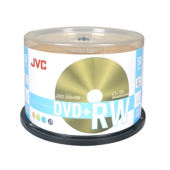 JVC/杰伟世 光盘可重复擦写光盘刻录光盘DVD+RW可擦写光盘4速4.7GB 空白碟片 刻录碟片 50片桶裝