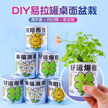 Touch Fish罐装小盆栽桌面种植易拉罐头植物小学生科学实验礼物奖品好运爆棚（幸运草）亲子DIY
