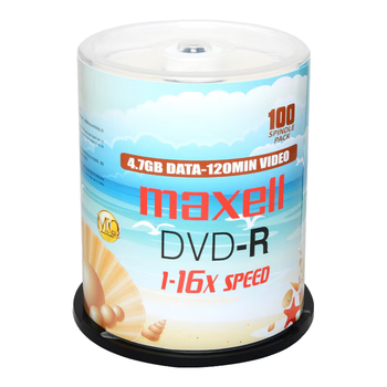 麦克赛尔（Maxell）DVD-R光盘 刻录盘 空白光盘 光碟  M2系列16速4.7G 珍珠白桶装100片
