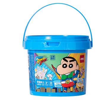 得力(deli)蜡笔小新24色加赠6包超轻粘土 黏土橡皮泥彩泥幼儿园学生DIY手工玩具桶装 儿童生日新年礼物