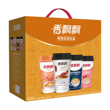 香飘飘奶茶时刻互动礼盒原味红豆红枣阿萨姆4种口味16杯整箱1.216kg冲饮