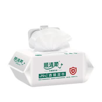 顺清柔湿巾80片*1包 75%酒精抽取式一次性清洁湿纸巾无香单包装