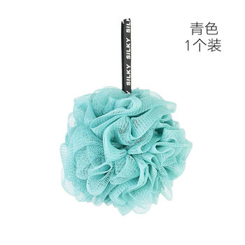 式起泡沐浴球柔软浴花澡花加厚洗澡沐浴花球搓背洗澡球单个青色带挂钩