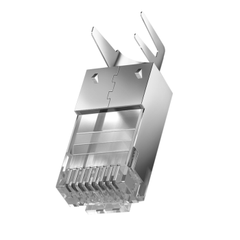 秋叶原（CHOSEAL）超七类水晶头 屏蔽两件式CAT7万兆水晶头 RJ45头带尾夹 【单股1.45mm内】10个 QS907AZ10