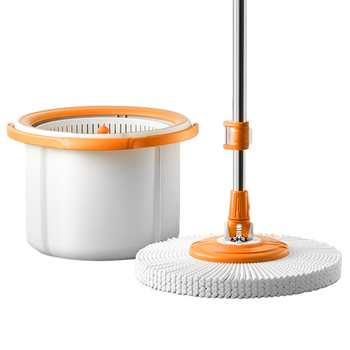 博生旋转拖把40CM杆长127CM2配布单桶干湿分离旋转拖把套装