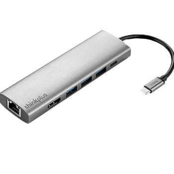 ThinkPad联想 Type-C扩展坞 USB分线器 RJ45千兆网口转接头 HDMI转换器 PD快充 苹果笔记本拓展坞LC06-R