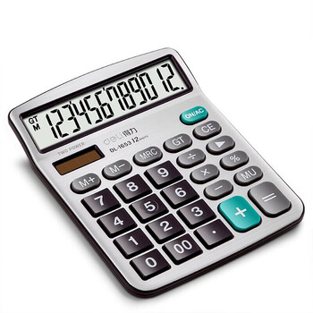 得力(deli)1653双电源宽屏办公桌面计算器 财务计算机 办公用品 银色