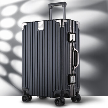 行李箱学生拉杆箱24英寸旅行箱包密码箱铝框皮箱万向轮804酷黑26寸