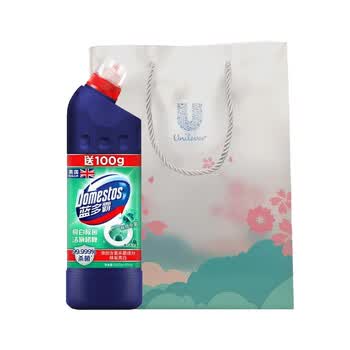 蓝多霸（DOMESTOS） 亮白除菌洁厕啫喱香杉松木香600G+联合利华礼袋 清洁去垢