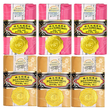 蜂花 香皂 上海蜂花玫瑰125g*3块+檀香125g*3块 共6块 新老包装随机发