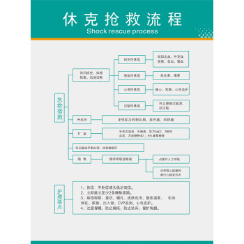 医院急救步骤心脏骤停休克抢救流程图海报挂图药物过敏抢救流程图休克