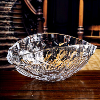 高斯水果盘干果盘欧式客厅餐厅创意大号透明水晶玻璃家用果斗糖果盆 透明