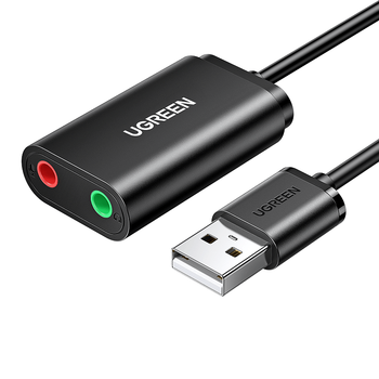 绿联USB转3.5mm音频线外置声卡 耳机拓展转换头免驱转接器线 适用台式机电脑PS4/5接麦克风音响30724