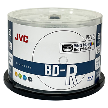 JVC/杰伟世 BD-R蓝光光盘/可刻录盘档案蓝光碟片25GB光盘大容量光盘可打印50片桶装