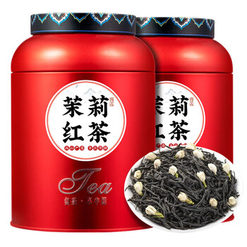 福东顺 茶叶 茉莉红茶花茶特级茉莉花福建高山红茶醇香浓香型罐装500g