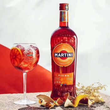 进口martini马天尼白红干费尔洛威末酒白味美思1000ml开胃酒桔红色