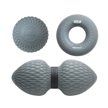 PROIRON普力艾 筋膜球三件套 花生球握力圈足底按摩颈膜球 鸟巢纹款灰色
