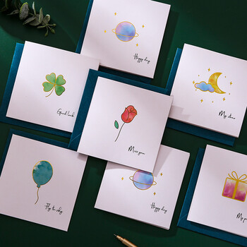 狮洛德 生日送同学贺卡新年礼物装饰留言卡明信片6张带信封封口贴