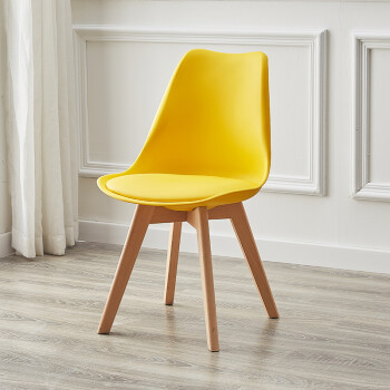 宝义家具北欧布艺伊姆斯餐椅简约休闲创意洽谈椅子实木化妆椅子塑料