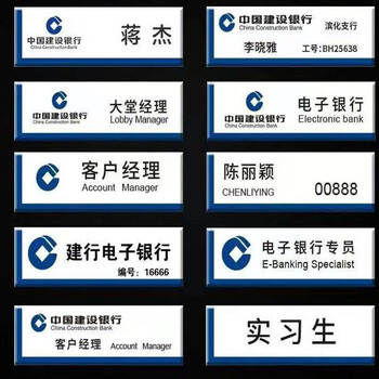 鼎胜（DINGSHENG）0258 柜员牌可定制亚克力胸牌工牌员工工牌胸别针式 80*27mm /70*20mm 10个/组