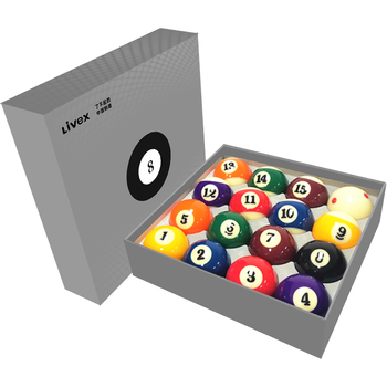 LIVEX中式黑八标准3A水晶台球子美式十六彩桌球子大号57.2MM台球桌配件