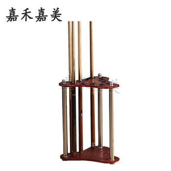 嘉禾嘉美 台球杆架 12孔台球架杆三角木质黑8桌球架杆器放杆架