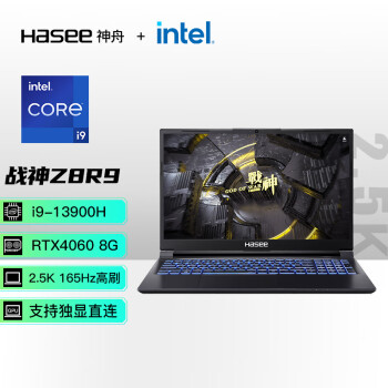 神舟（HASEE）战神Z8R9 13代英特尔酷睿i9 15.6英寸游戏本 笔记本电脑(13代i9-13900H 16G 1TB RTX4060 165Hz 2.5K电竞屏)