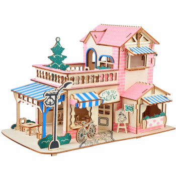 木制高难度西方国外建筑拼装仿真房子模型手工diy玩具 浪漫咖啡屋