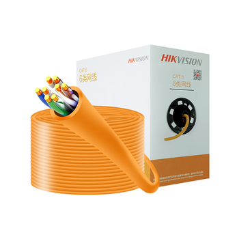 HIKVISION海康威视六类网线千兆工程级无氧铜箱线CAT6高速网络非屏蔽双绞线监控办公布线305米/箱1LN6-UE