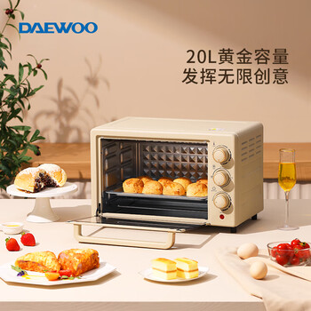 大宇（DAEWOO）电烤箱 无烟烧烤 旋钮易操作 20L大容量多功能料理机 家用全自动烘焙机 DY-KX1801 升级款