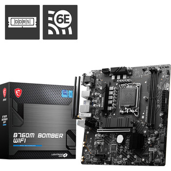 微星(MSI)B760M BOMBER WIFI DDR5爆破弹电脑主板 支持 CPU 14600KF/13490F/12600KF (INTEL B760/LGA 1700) 微星(MSI)B760M BOMBER WIFI DDR5爆破弹电脑主板 支持 CPU 14600KF/13490F/12600KF (INTEL B760/LGA 1700)