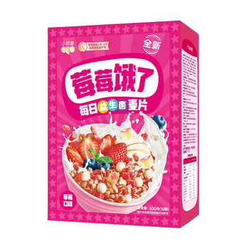 小黄象 水果麦片零食儿童麦片早餐代餐燕麦片草莓口味30g*10袋300g/盒