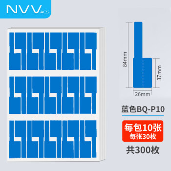 NVV 网线标签贴纸 A4网络布线不干胶贴纸 通信机房线缆标签打印纸 P型分类贴手写/激光打印BQ-P10蓝300枚