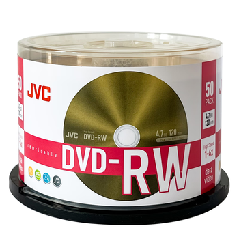 杰伟世（JVC）DVD-RW 可重复擦写 刻录光盘 4速4.7GB 空白碟片 刻录碟片 50片桶裝