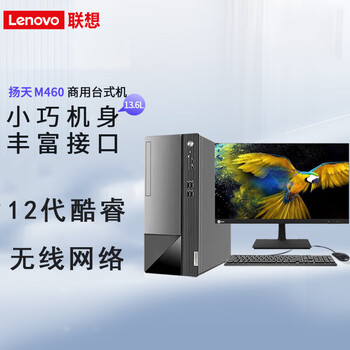 联想（Lenovo）台式电脑 扬天M460 办公电脑主机定制设计 i5-12400 8G 256G+1T 集显 W11 23.8英寸显示器