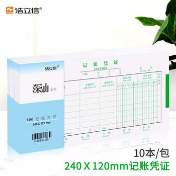 浩立信（LISON）记账凭证  10本装 全国通用票标准凭证 240*120mm 50页/本 财务会计凭证纸