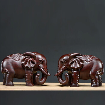 思古黑檀木雕大象摆件招财风水客厅装饰红木桌面摆件实木雕刻工艺品