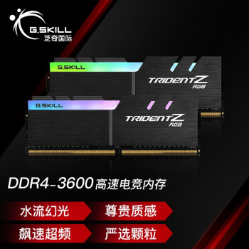 G.SKILL 芝奇 幻光戟系列 DDR4 3600MHz RGB 台式机内存 灯条 黑色 16GB 8GBx2 F4-3600C18D-16GTZR