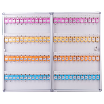 得力96位铝合金钥匙管理箱 带锁钥匙整理保管箱收纳柜/钥匙盒/应急钥匙柜壁挂/含钥匙牌 办公用品 银色