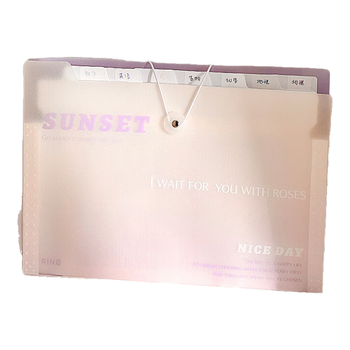 文谷（Wengu）文件资料夹风琴包8层A4学生文具办公会议试卷收纳袋小初中开学便携学科作业分类G0249-8紫色