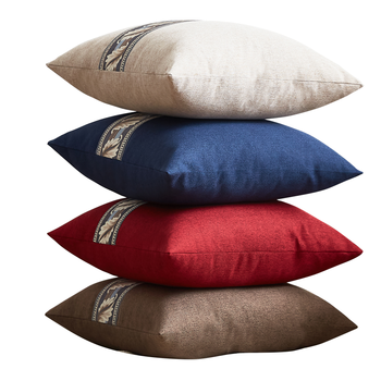 恒源祥 纯色花边抱枕套办公室汽车家用靠枕芯套午睡枕套 45x45cm