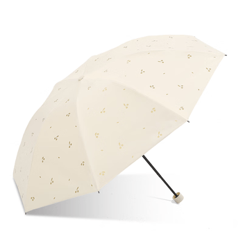 天堂 防紫外线晴雨伞三折 便携黑胶遮阳太阳伞晴雨两用 奶酪色
