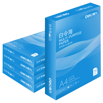 得力（deli）白令海A4打印纸 70g500张*5包一箱 双面复印纸 入选纸类金榜 整箱2500张 7753【经济热销】