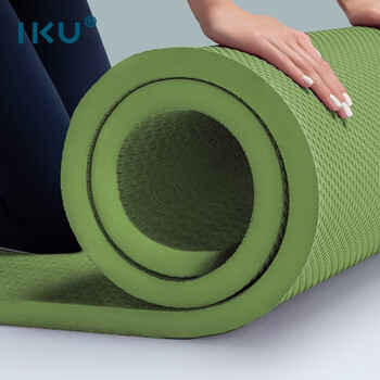 IKU瑜伽减震垫隔音加长加厚防滑专业运动垫男健身跑步垫子61*15绿色