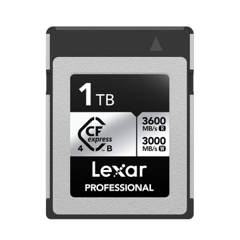 雷克沙(Lexar)1TB CFexpress Type B存储卡 读3600MB/s 适配富士佳能尼康 8K流畅录制 4.0高速接口 (SILVER)