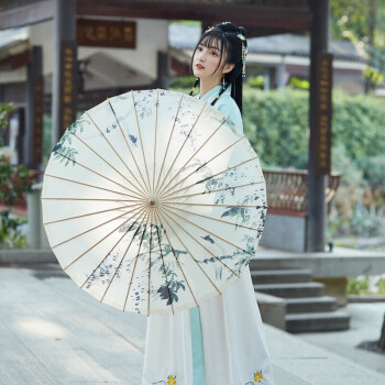 装饰吊顶防雨实用舞蹈道具旗袍走秀古风桐油男女汉服伞紫藤花鸟70cm半