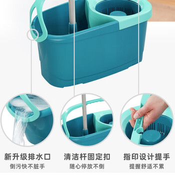 利快 德国进口旋转拖把32cm1布带桶一套可伸缩墩布免手洗家用拖地神器