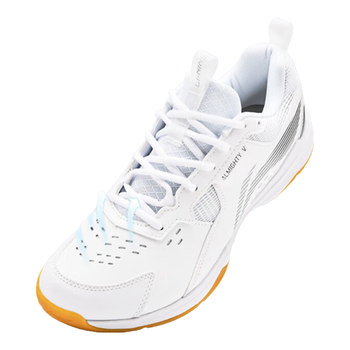 李宁（LI-NING）羽毛球鞋全能王V男女同款减震训练鞋标准白AYTT001-5 白色 41码