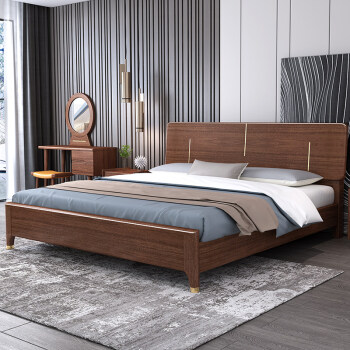 虔巢新中式北欧实木床现代简约轻奢床18米双人大床主卧15米经济型单人